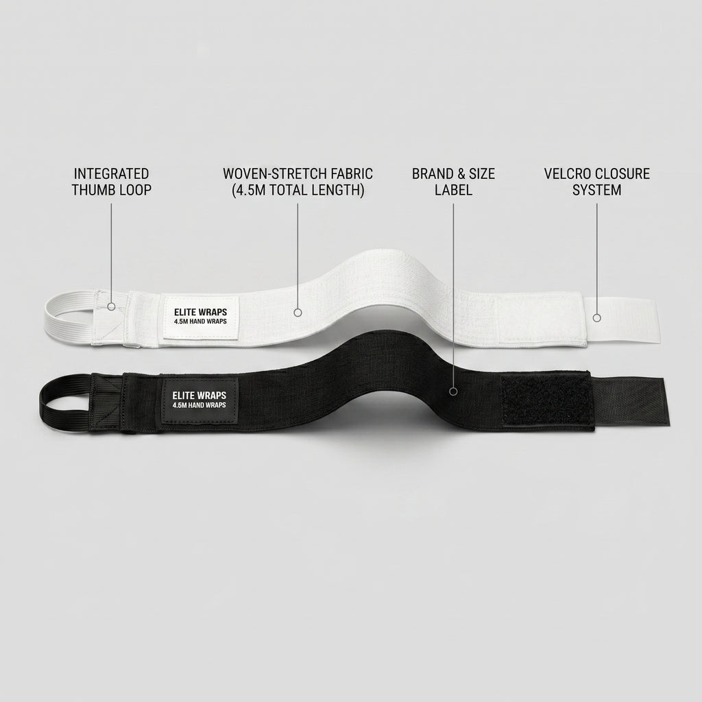 Elite Wraps 4.5M Hand Wraps – Black & White