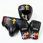 Custom Black Sparring Kit – Handmade Cross Design | Personalised Name