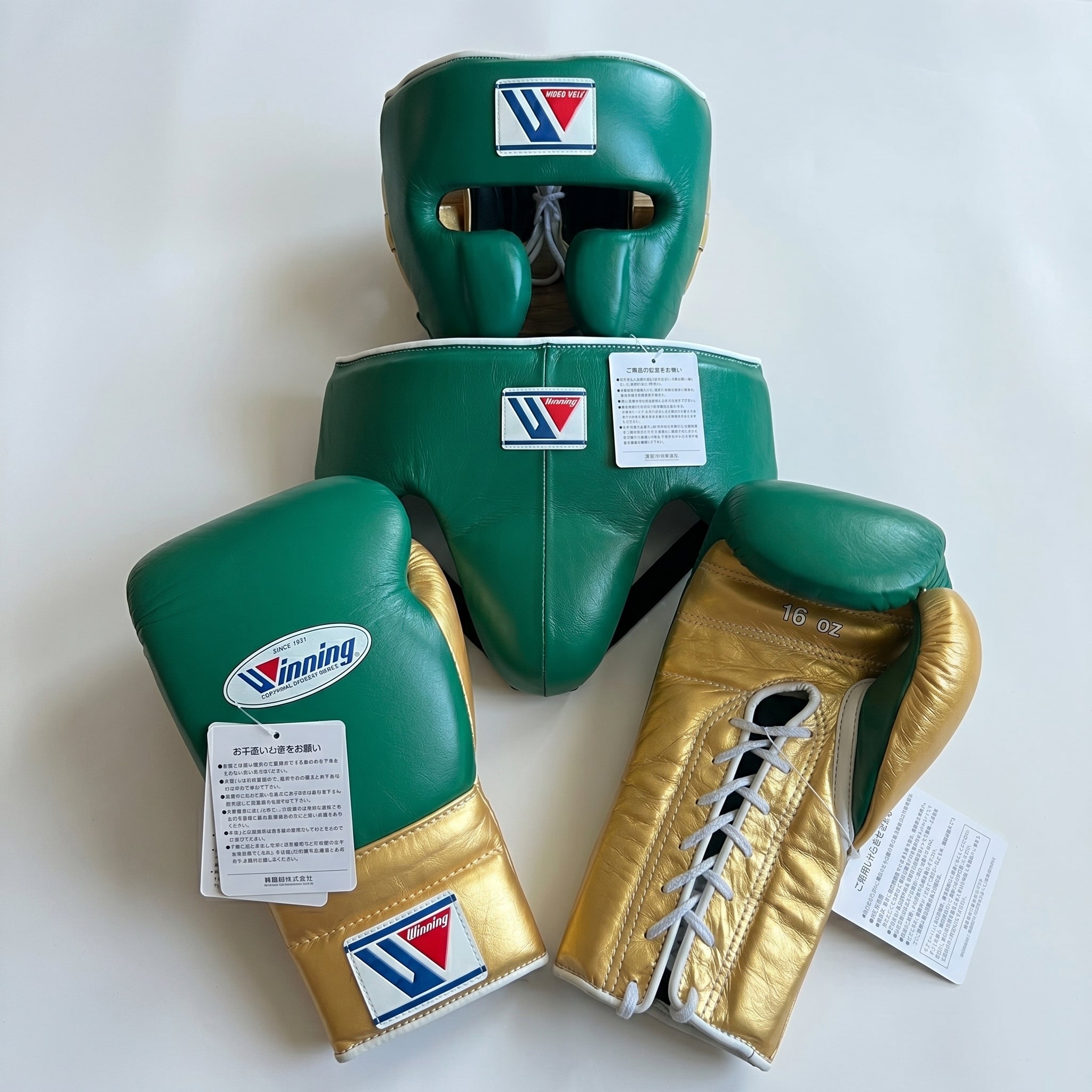 Green & Gold Handmade Boxing Sparring Kit – Winning Premium Quality