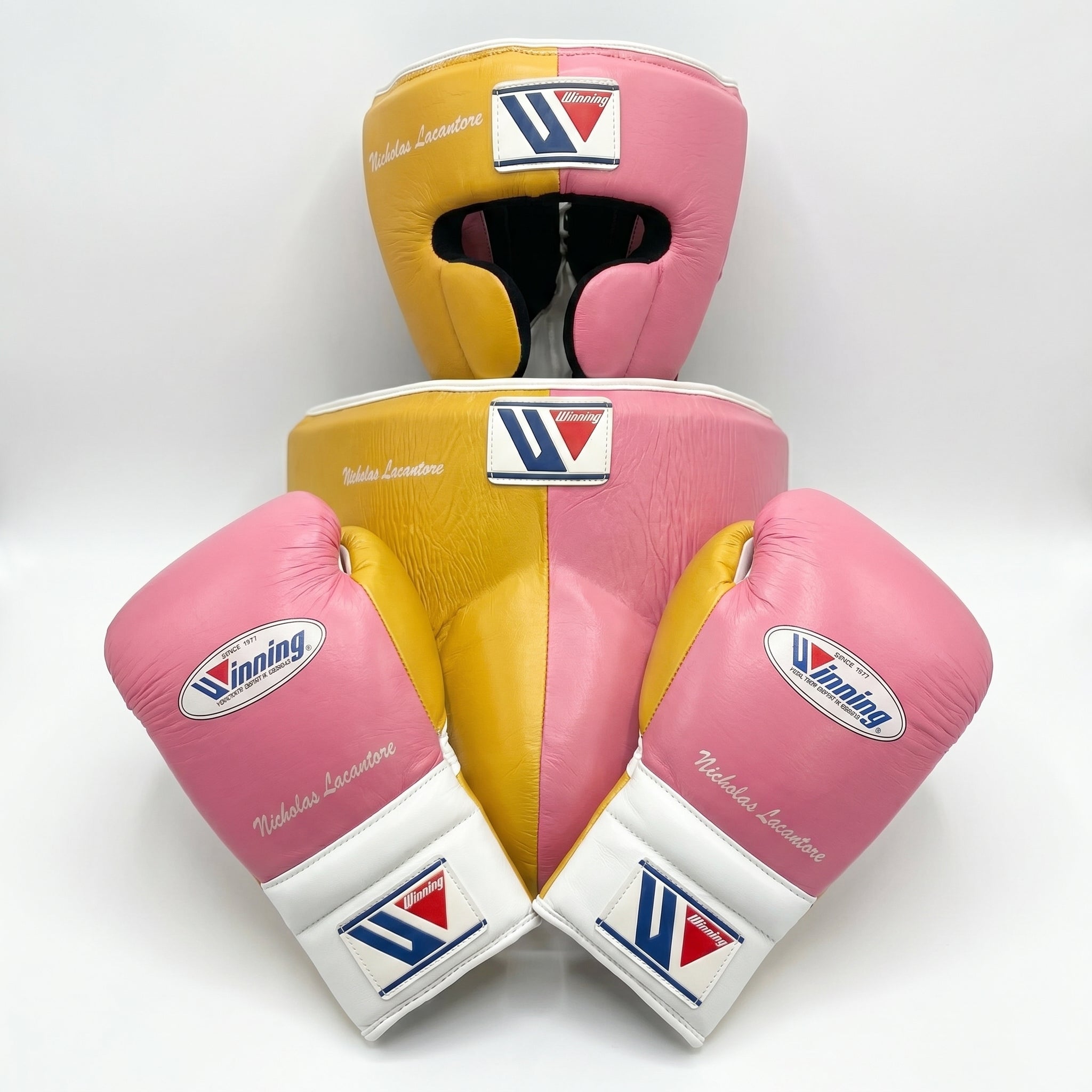 Pink & Yellow Split Boxing Sparring Kit – Winning Premium Quality