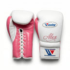 Winning Boxing Gloves – White/Pink | Personalized Name