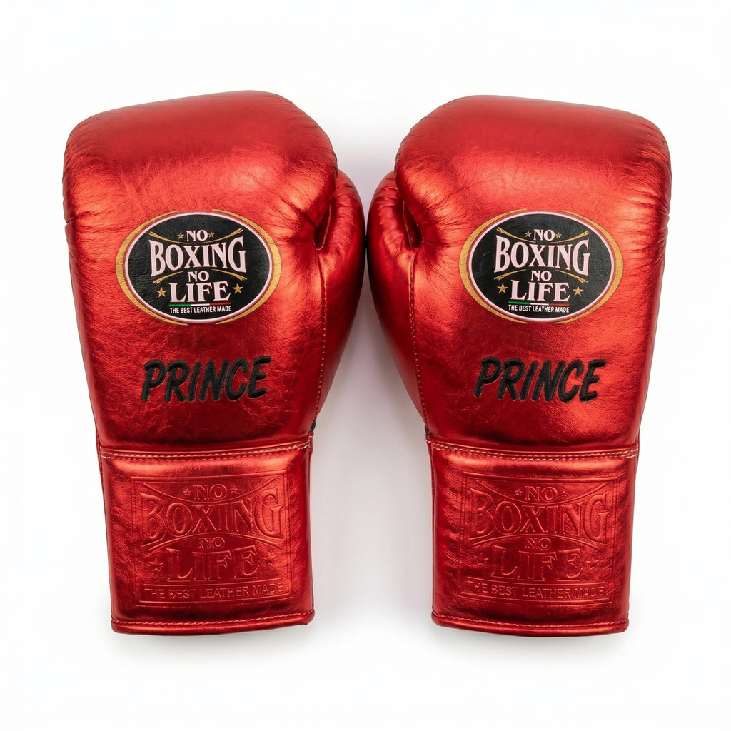 Metallic Red & Black Handmade Boxing Sparring Kit – No Boxing No Life | Personalise Your Name