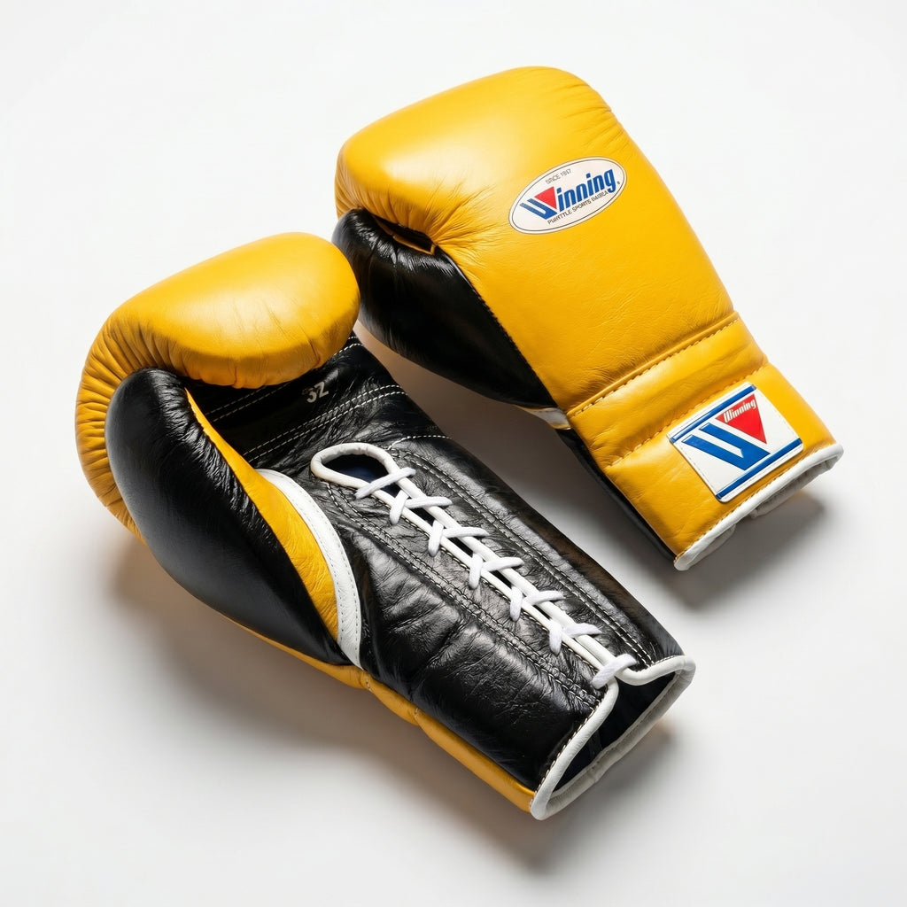 Winning Boxing Gloves – Yellow/Black Lace-Up