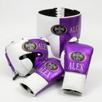 Metallic Purple & White Handmade Boxing Sparring Kit – No Boxing No Life | Personalise Your Name