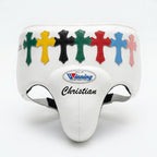 Custom White Sparring Kit – Multicolour Cross Design | Personalised Name
