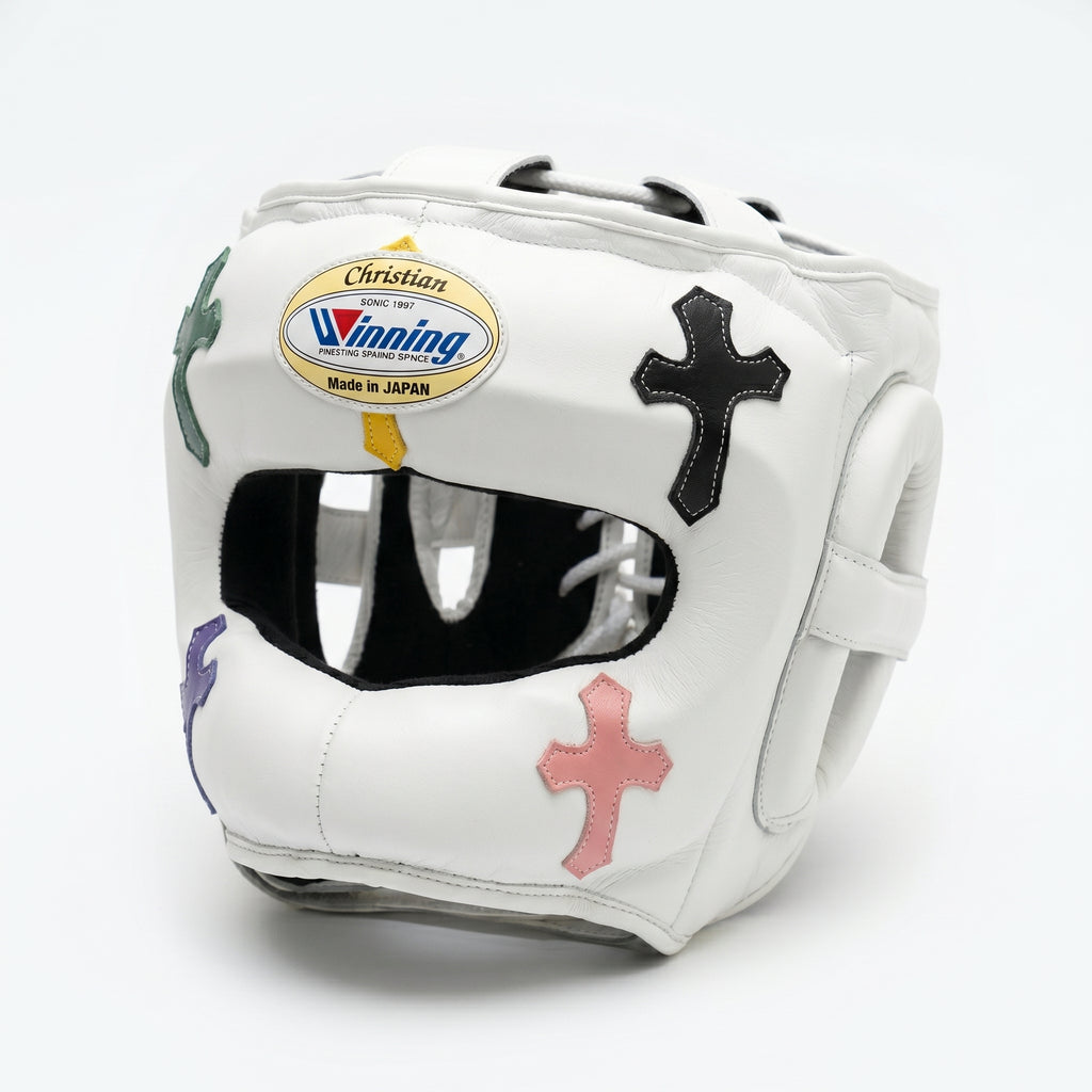 Custom White Sparring Kit – Multicolour Cross Design | Personalised Name