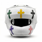 Champions Mafia Premium Cross Leather Head Guard – White